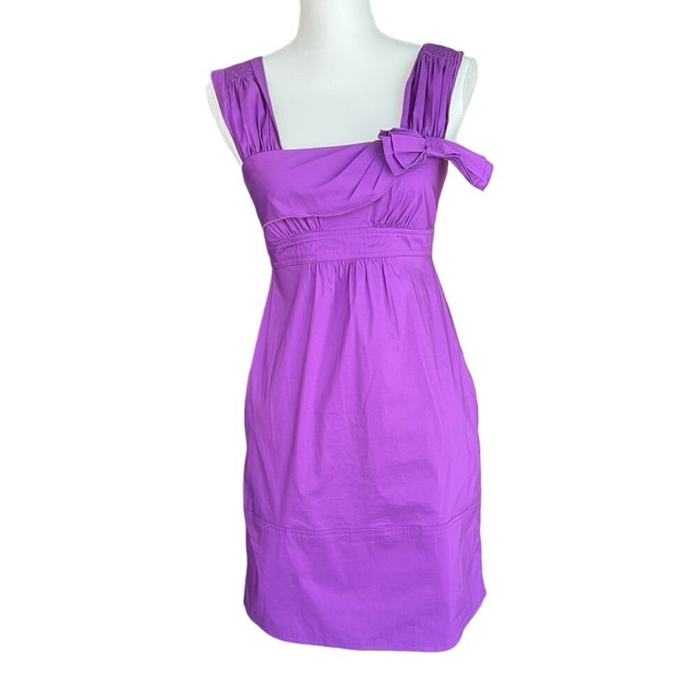 Y2K BCBGMaxAzria Purple Bow Dress with Pockets gunmetal zipper size XS